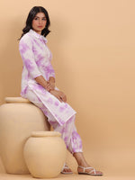 Thumbnail for Janasya Bright Cotton Tie & dye Straight Kurta Set
