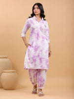 Thumbnail for Janasya Bright Cotton Tie & dye Straight Kurta Set