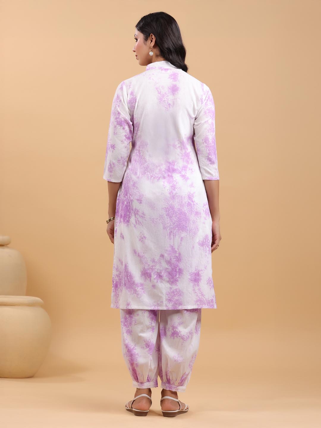 Janasya Bright Cotton Tie & dye Straight Kurta Set