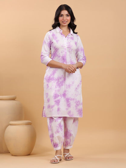 Janasya Bright Cotton Tie & dye Straight Kurta Set - Distacart