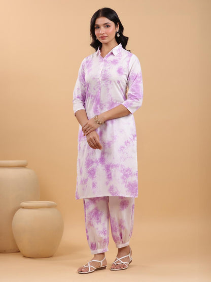 Janasya Bright Cotton Tie & dye Straight Kurta Set - Distacart