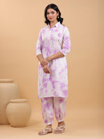 Thumbnail for Janasya Bright Cotton Tie & dye Straight Kurta Set