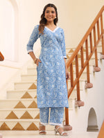 Thumbnail for Janasya Bright Cotton Kalamkari Straight Kurta Set