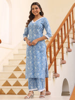 Thumbnail for Janasya Bright Cotton Kalamkari Straight Kurta Set