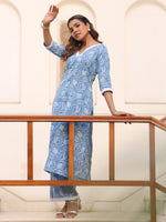 Thumbnail for Janasya Bright Cotton Kalamkari Straight Kurta Set