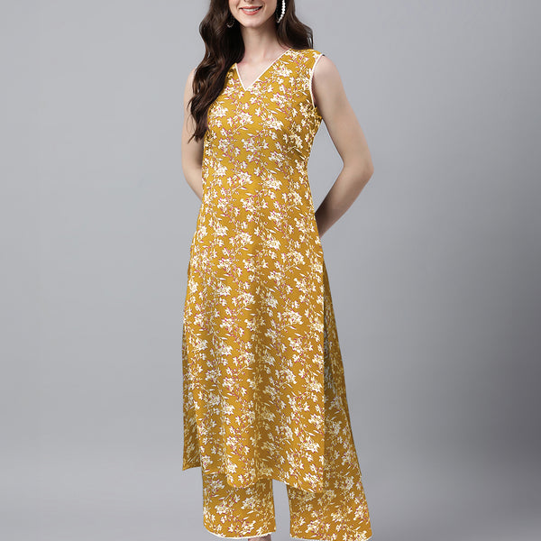 Janasya Bright Cotton Floral Straight Kurta Set - Distacart