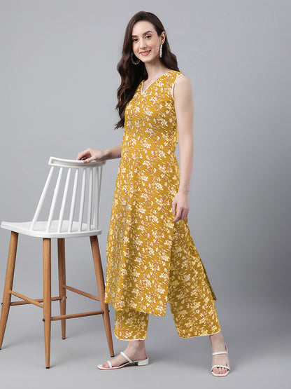 Janasya Bright Cotton Floral Straight Kurta Set - Distacart