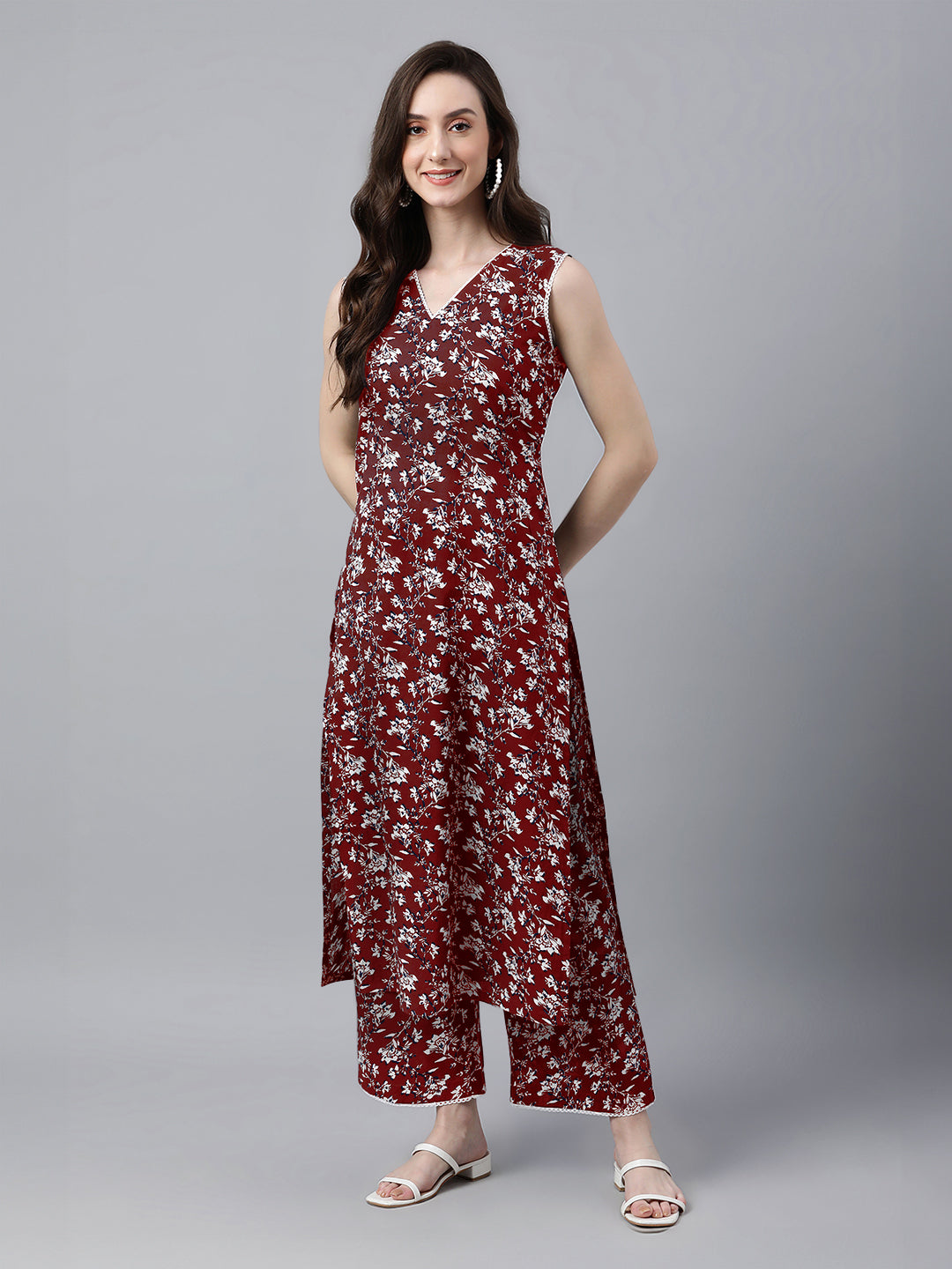 Janasya Bright Cotton Floral A-Line Kurta Set - Distacart