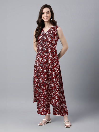 Janasya Bright Cotton Floral A-Line Kurta Set - Distacart
