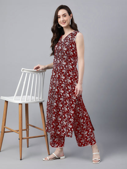 Janasya Bright Cotton Floral A-Line Kurta Set - Distacart