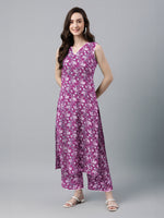 Thumbnail for Janasya Bright Cotton Floral A-Line Kurta Set
