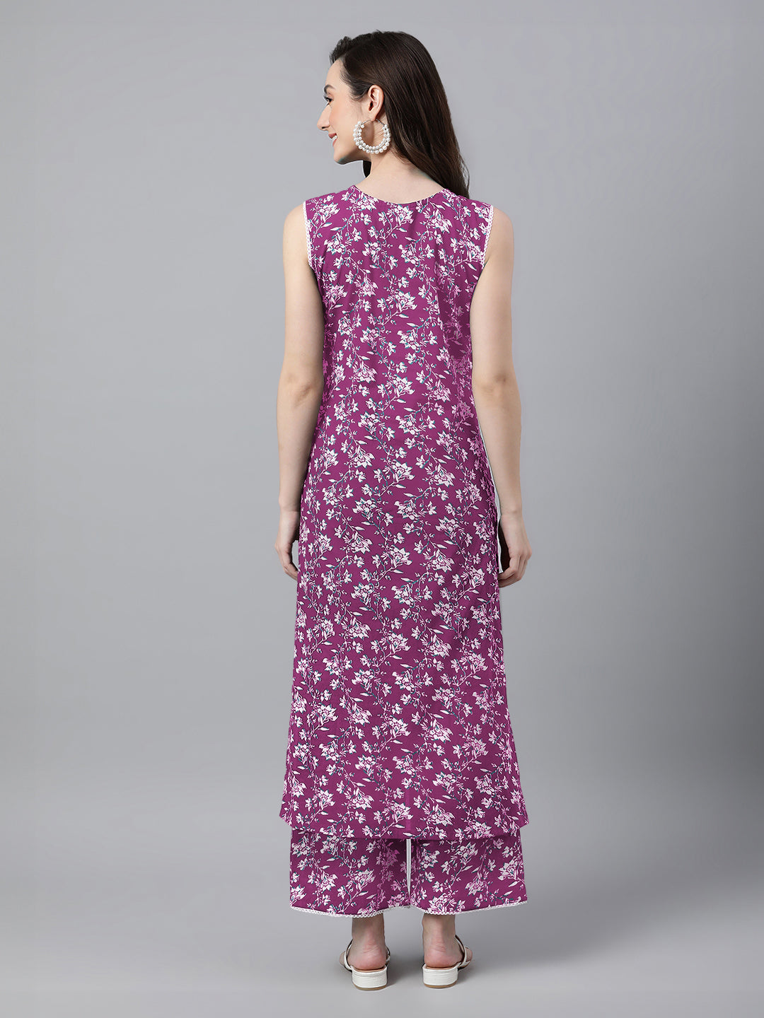 Janasya Bright Cotton Floral A-Line Kurta Set
