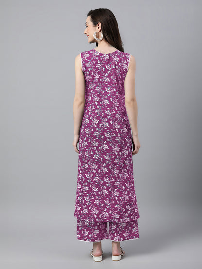 Janasya Bright Cotton Floral A-Line Kurta Set - Distacart