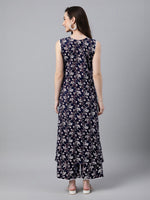 Thumbnail for Janasya Dark Cotton Floral A-Line Kurta Set