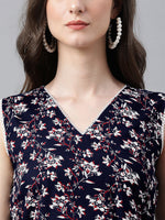 Thumbnail for Janasya Dark Cotton Floral A-Line Kurta Set
