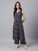 Janasya Dark Cotton Floral A-Line Kurta Set - Distacart