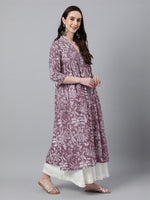Thumbnail for Janasya Light Cotton Floral Flared Kurta