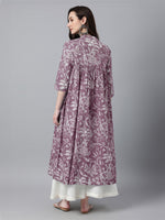 Thumbnail for Janasya Light Cotton Floral Flared Kurta