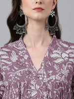 Thumbnail for Janasya Light Cotton Floral Flared Kurta
