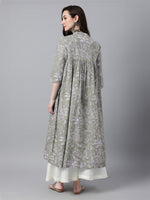 Thumbnail for Janasya Light Cotton Floral Flared Kurta