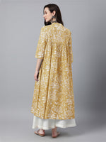 Thumbnail for Janasya Light Cotton Floral Flared Kurta