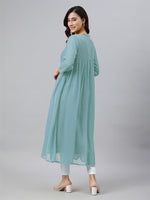 Thumbnail for Janasya Light Dobby Chiffon Self Design Flared Kurta