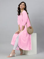 Thumbnail for Janasya Light Dobby Chiffon Self Design Flared Kurta