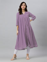 Thumbnail for Janasya Light Dobby Chiffon Solid Flared Kurta