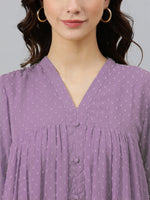 Thumbnail for Janasya Light Dobby Chiffon Solid Flared Kurta