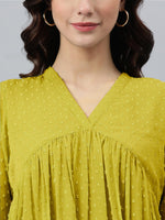 Thumbnail for Janasya Bright Dobby Chiffon Self Design Flared Kurta
