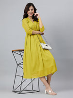 Thumbnail for Janasya Bright Dobby Chiffon Self Design Flared Kurta