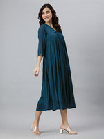 Thumbnail for Janasya Bright Dobby Chiffon Self Design Flared Kurta