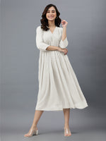 Thumbnail for Janasya Bright Dobby Chiffon Self Design Flared Kurta