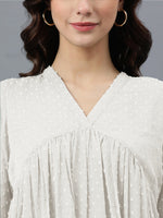 Thumbnail for Janasya Bright Dobby Chiffon Self Design Flared Kurta