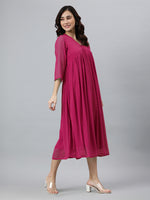 Thumbnail for Janasya Bright Dobby Chiffon Self Design Flared Kurta