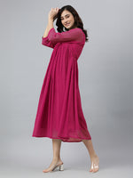 Thumbnail for Janasya Bright Dobby Chiffon Self Design Flared Kurta