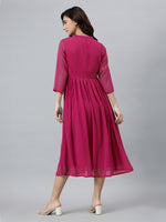 Thumbnail for Janasya Bright Dobby Chiffon Self Design Flared Kurta