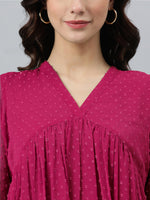 Thumbnail for Janasya Bright Dobby Chiffon Self Design Flared Kurta