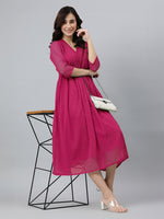 Thumbnail for Janasya Bright Dobby Chiffon Self Design Flared Kurta