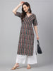 Janasya Dark Cotton Geometric Straight Kurta - Distacart