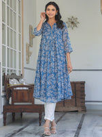 Thumbnail for Janasya Dark Chiffon Floral A-Line Kurta