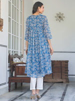Thumbnail for Janasya Dark Chiffon Floral A-Line Kurta