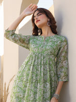 Thumbnail for Janasya Dark Chiffon Floral A-Line Kurta