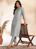 Janasya Grey Crepe Silk Solid Regular Kurta Set - Distacart