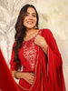 Janasya Dark Chanderi Embroidered Straight Kurta Set - Distacart
