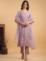 Thumbnail for Janasya Light Chanderi Solid Straight Kurta Set