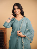 Thumbnail for Janasya Light Chanderi Solid Straight Kurta Set