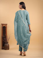 Thumbnail for Janasya Light Chanderi Solid Straight Kurta Set