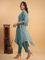 Thumbnail for Janasya Light Chanderi Solid Straight Kurta Set