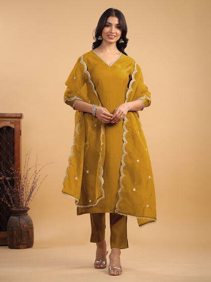 Janasya Light Chanderi Solid Straight Kurta Set - Distacart